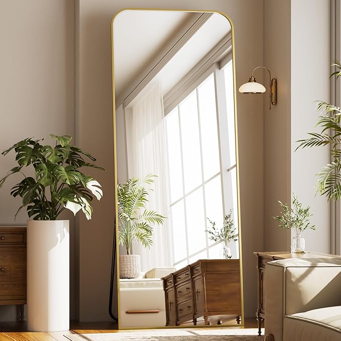 71"x26" arched full-length mirror with a gold aluminum frame