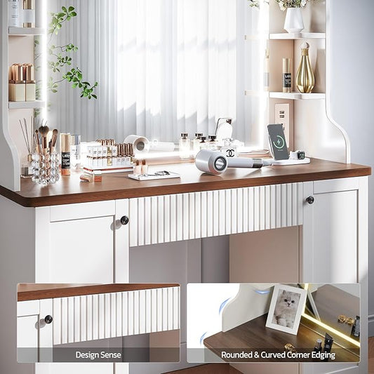 makeup vanity desk sounds like a sleek, elegant retro design