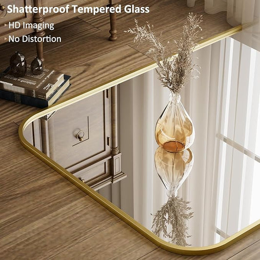 71"x26" arched full-length mirror with a gold aluminum frame